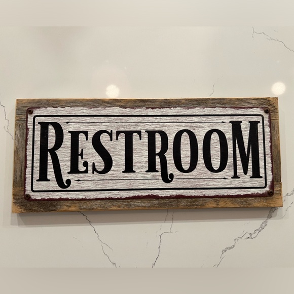 Treehouse Customs Handmade Restroom Sign 7” x 16.9” Distressed Rustic Wood Back - Picture 9 of 12